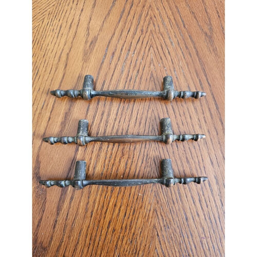 3 pc 1960s RD Amerock Drawer Door Cabinet Pulls Handle Bronzed 3" center 5.75" L - Picture 3 of 7